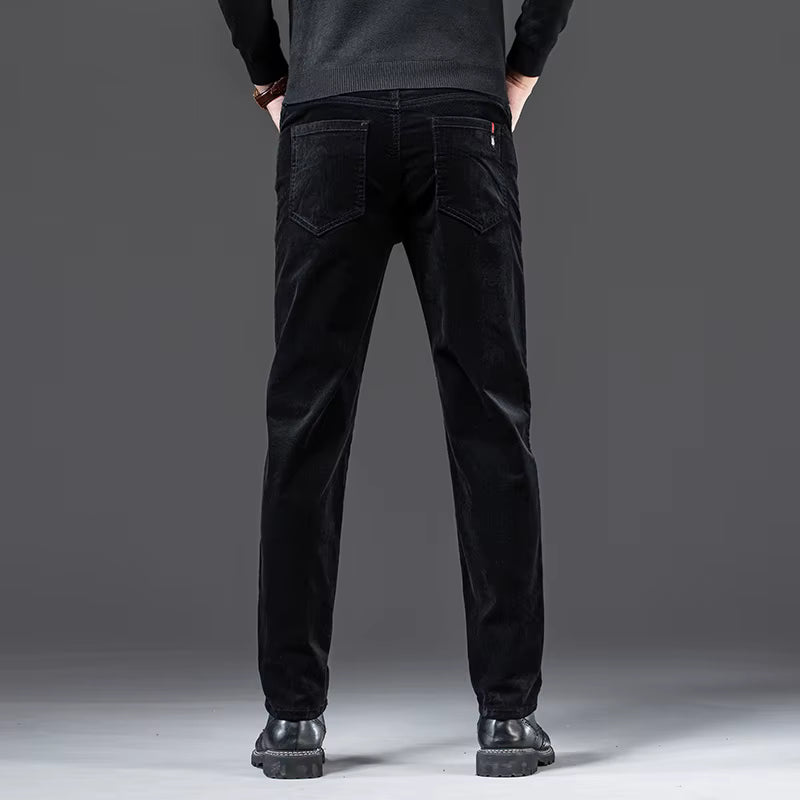 Luca Men's Corduroy Trousers – Slim Fit 5-Pocket Stretch Pants-Men's Corduroy Trousers-CAMOUFIT-Dark Gray-28-Camoufit