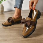 Sélora | Slip On Loafers for Women - Bow Detail Moc Toe Platform Cushioned Elegant Fit-Women's Flats-Brown-4-Camoufit