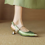 Savana | Women’s Kitten Heels – Chic Pointed-Toe Slingback & Refined All-Day Elegance-Kitten Heels-Green-4-