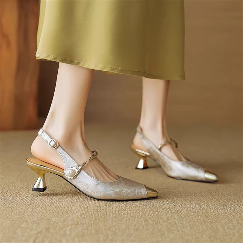Savana | Women’s Kitten Heels – Chic Pointed-Toe Slingback & Refined All-Day Elegance-Kitten Heels-Green-4-