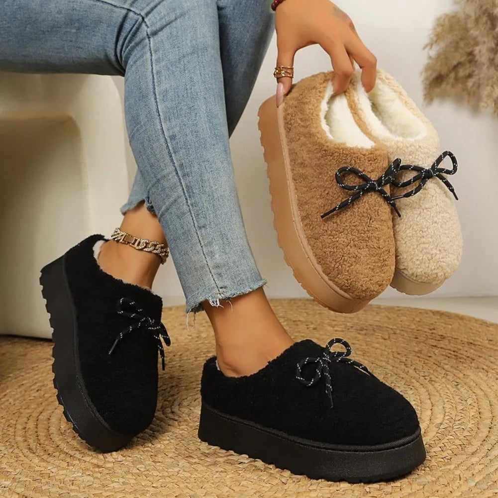 Zahara | Women's Warm Plush Cotton Ankle Boots - Soft Sole Fleece Snow Shoes & Outdoor Slippers