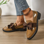 Sélora | Slip On Loafers for Women - Bow Detail Moc Toe Platform Cushioned Elegant Fit-Women's Flats-Brown-4-Camoufit