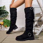 Dôre | Women's Knee High Boots - Low Block Heel Tall Boots with Ring Accent