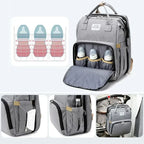 3-in-1 Diaper Bag Backpack with Changing Station - Foldable Baby Bed & Travel Bassinet