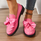 Sélora | Slip On Loafers for Women - Bow Detail Moc Toe Platform Cushioned Elegant Fit-Women's Flats-Brown-4-Camoufit