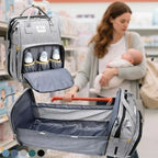 3-in-1 Diaper Bag Backpack with Changing Station - Foldable Baby Bed & Travel Bassinet
