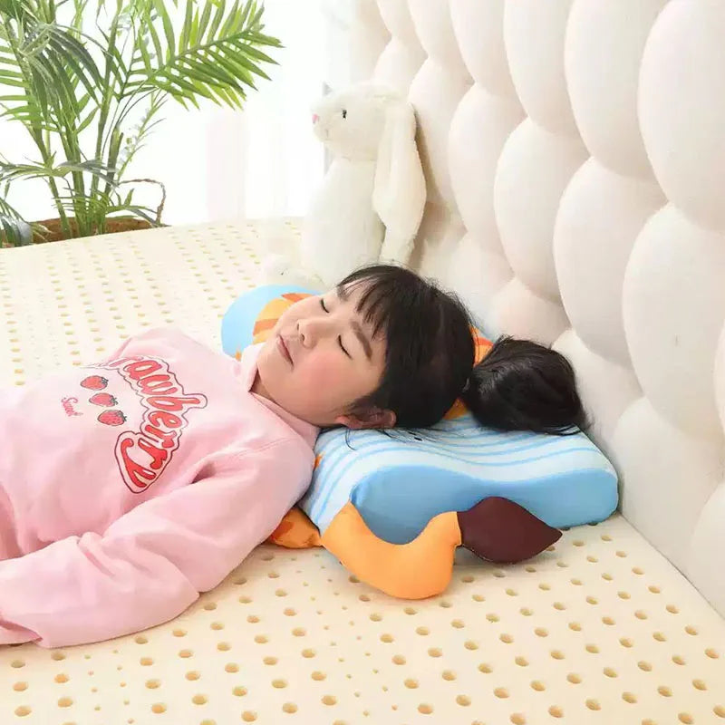Baby Cooling Memory Foam Bed Pillow for Sleeping - Ergonomic Adjustable Toddler Pillow for Back & Side Sleepers with Breathable Cool Cover
