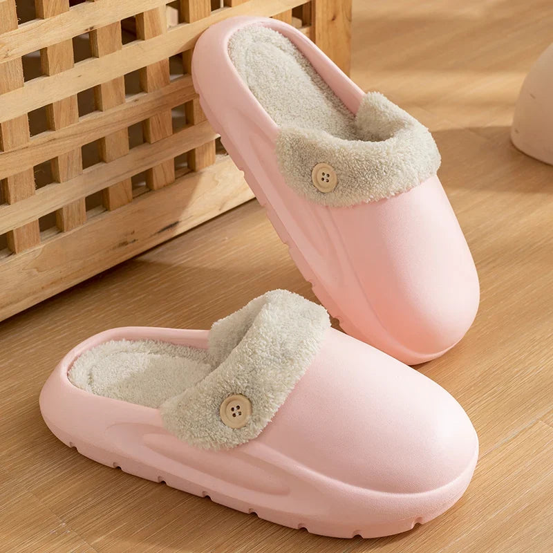 Zahara | Waterproof Winter Plush Slippers for Women & Men - Warm Thermal House Shoes with Detachable Fleece Lining & Anti-Slip Rubber Sole