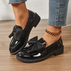 Sélora | Slip On Loafers for Women - Bow Detail Moc Toe Platform Cushioned Elegant Fit-Women's Flats-Brown-4-Camoufit