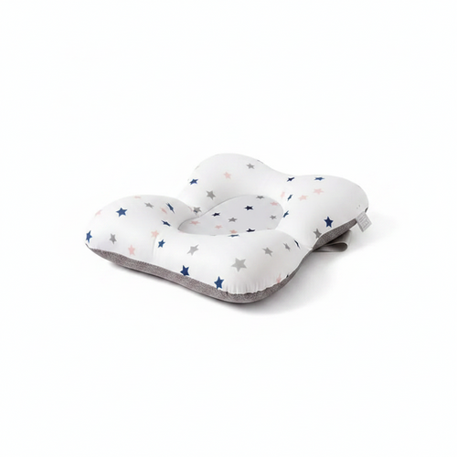 Baby bathtub support pad cushion with white star pattern and gray base
