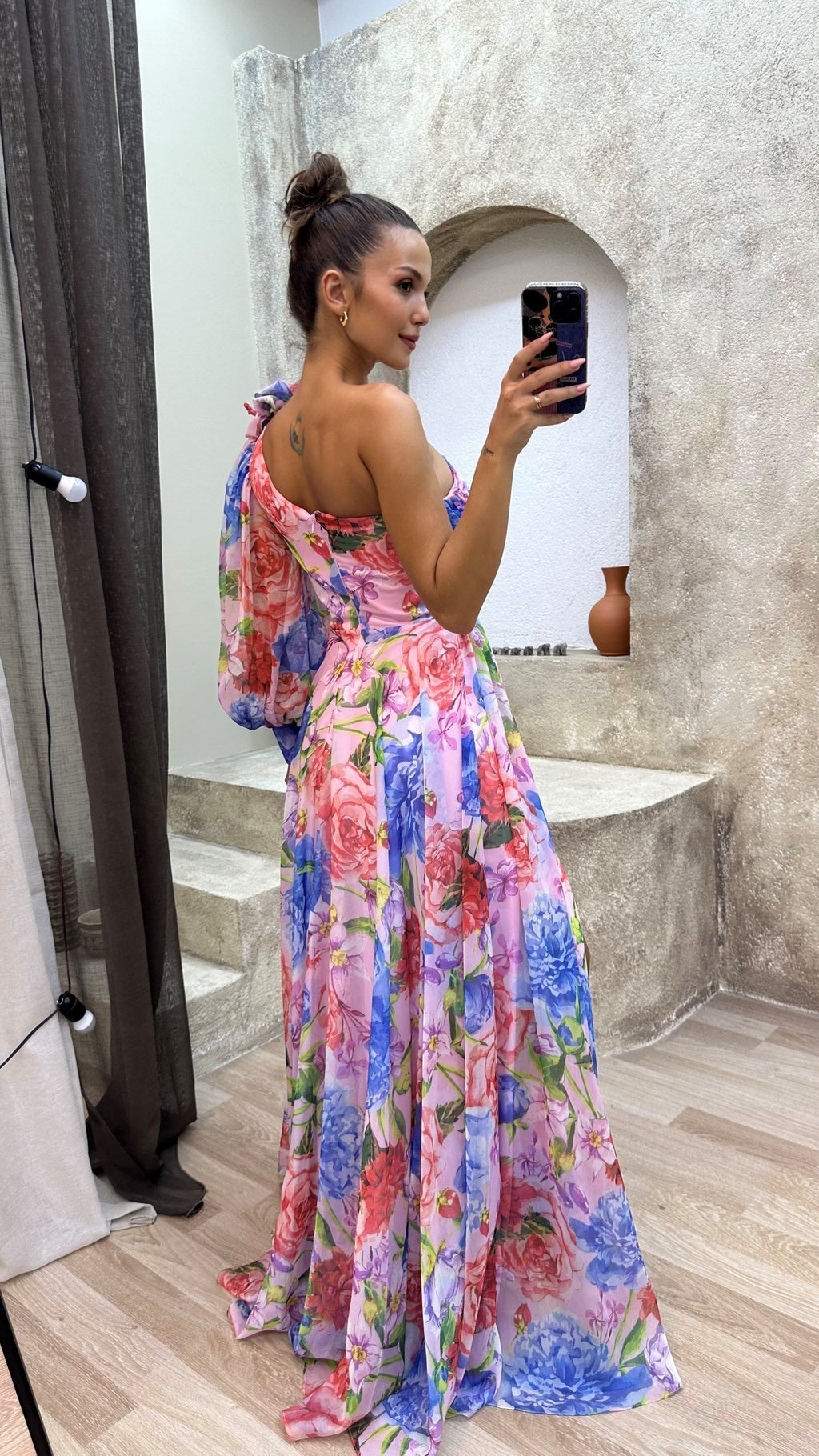 Solévia | One Shoulder Dress for Women - Floral Flowy Regular Summer Elegant Fit-Maxi Dress-Purple-S-Camoufit