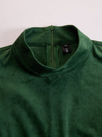 Malira | Mini Dress for Women - Off Shoulder Long Sleeve Fringed Faux Suede Western Fit-Mini Dress-Dark green-XS-Camoufit