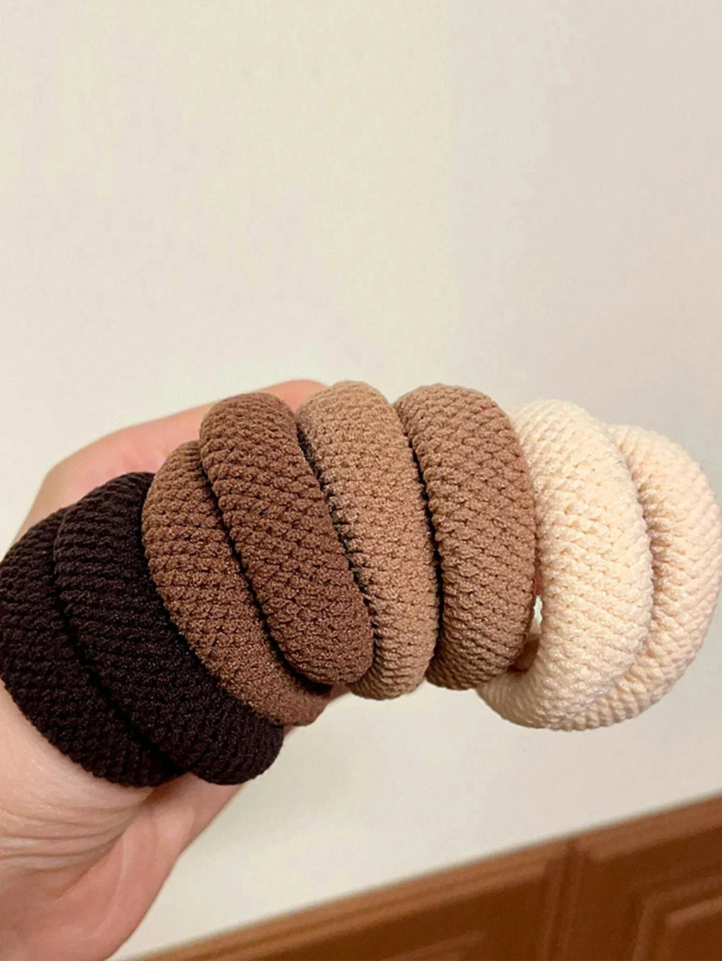 Amore | 5/10 Pack High Elasticity Thickened Hair Scrunchies - Damage-Free No-Crease Soft Cotton Ponytail Holders & Versatile Hair Ties (Mixed Colors)