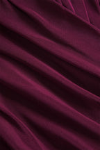 Solenne | Women's Sheer Mesh Top with Long Sleeves Ruched Detail Fitted Romantic Going Out Top-Women's Long Sleeve Tops-Wine Red-S-