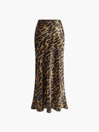 Auraya | Leopard Print Maxi Skirt for Women - Slim Fit Low Rise Bold Flattering Elegant Fit-Women's Skirt-Leopard-XS-Camoufit