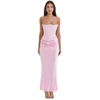 Sloane Corset Maxi Dress – Strapless Elegant Evening Gown-Wedding Guest Dresses-Pink-XS-Camoufit