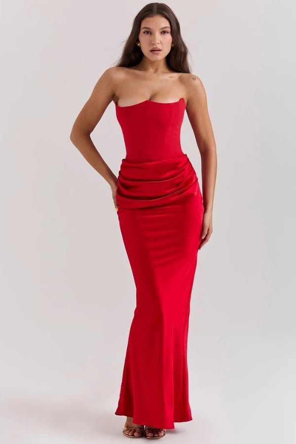 Sloane Corset Maxi Dress – Strapless Elegant Evening Gown-Wedding Guest Dresses-Ruby-XS-Camoufit