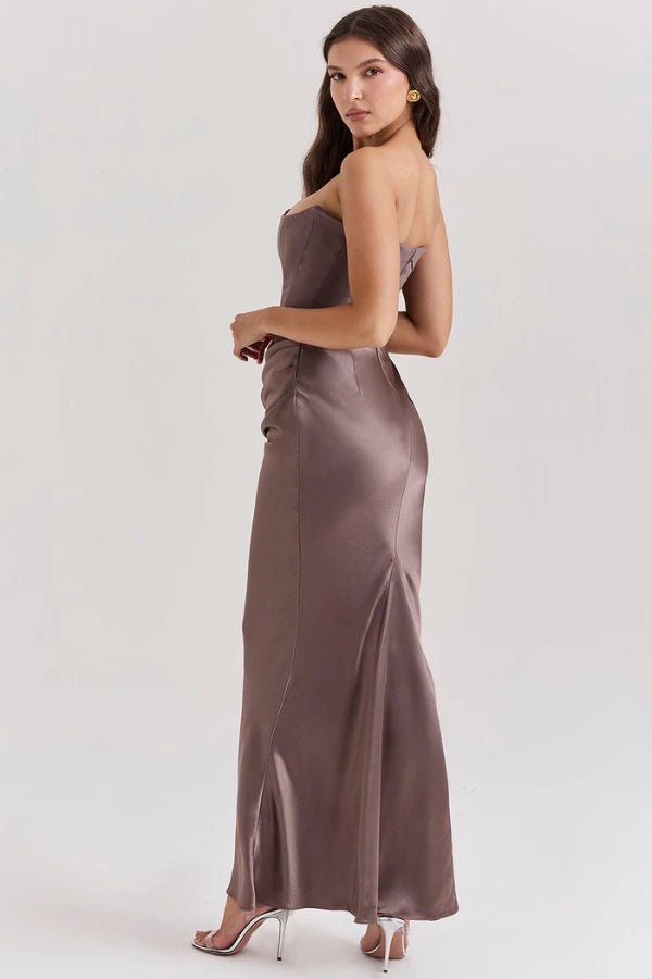 Sloane Corset Maxi Dress – Strapless Elegant Evening Gown-Wedding Guest Dresses-Smoke-XS-Camoufit