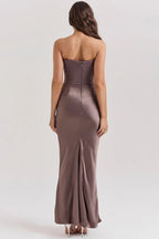 Sloane Corset Maxi Dress – Strapless Elegant Evening Gown-Wedding Guest Dresses-Smoke-XS-Camoufit