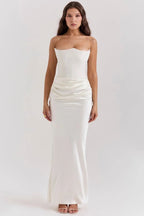 Sloane Corset Maxi Dress – Strapless Elegant Evening Gown-Wedding Guest Dresses-Smoke-XS-Camoufit
