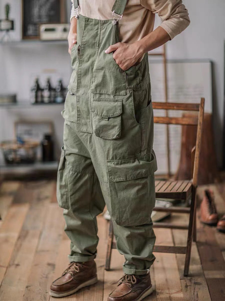 Sloppy Overalls with 10 Functional Pockets-Jumpsuits & Overalls-Olive-S-Camoufit