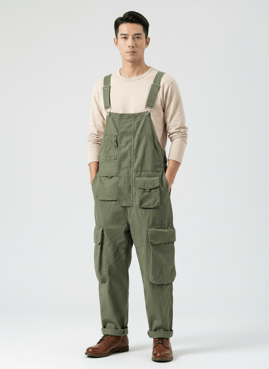 Sloppy Overalls with 10 Functional Pockets-Overalls-CAMOUFIT-Olive-S-Camoufit