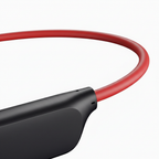 Red cable and black inline control module for bone conduction open-ear headphones