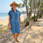 Solenne | Denim Print Dress for Women - Casual Soft Breathable Flattering Regular Everyday Fit-Dresses-Light Blue-S-Camoufit
