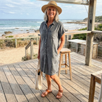 Solenne | Denim Print Dress for Women - Casual Soft Breathable Flattering Regular Everyday Fit-Dresses-Light Blue-S-Camoufit