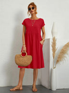 Sol Women's Modern Dress – Elegant Timeless Fit-Summer Dress-Orange-red-XS-Camoufit