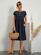 Sol Women's Modern Dress – Elegant Timeless Fit-Summer Dress-Navy-XS-Camoufit