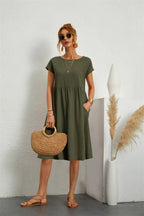 Sol Women's Modern Dress – Elegant Timeless Fit-Summer Dress-Army green-XS-Camoufit