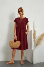Sol Women's Modern Dress – Elegant Timeless Fit-Summer Dress-Burgundy-XS-Camoufit