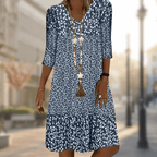Solara Modern Comfortable Women’s Dress – Elegant Everyday Fit-Floral Printed Dress-Blue-S-Camoufit