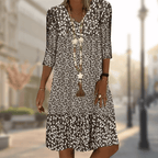 Solara Modern Comfortable Women’s Dress – Elegant Everyday Fit-Floral Printed Dress-Brown-S-Camoufit