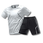 Men's athletic t-shirt and shorts set, white tee and black shorts