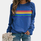 Lunaria | Rainbow Stripe Sweatshirt for Women – Knit Relaxed Fit-Women's Sweater-Blue-S-Camoufit