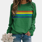 Lunaria | Rainbow Stripe Sweatshirt for Women – Knit Relaxed Fit-Women's Sweater-Green-S-Camoufit