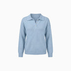 Penelope | Knit Polo Sweater Women Soft Stretch Elegant Fit-Women's Sweater-Light Blue-S-Camoufit
