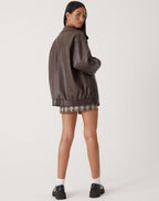 Elysia | Loose Faux Leather Jacket for Women – Relaxed Oversized Fit-Women's Jacket-Brown-XS-Camoufit