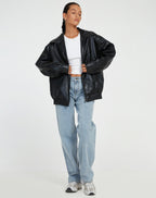 Elysia | Loose Faux Leather Jacket for Women – Relaxed Oversized Fit-Women's Jacket-Black-XS-Camoufit