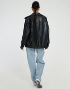 Elysia | Loose Faux Leather Jacket for Women – Relaxed Oversized Fit-Women's Jacket-Brown-XS-Camoufit