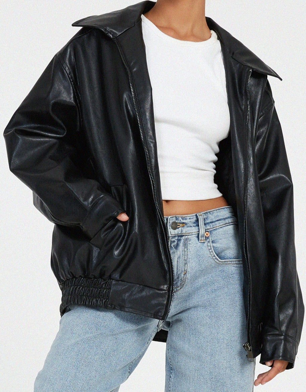 Elysia | Loose Faux Leather Jacket for Women – Relaxed Oversized Fit-Women's Jacket-Brown-XS-Camoufit