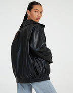 Elysia | Loose Faux Leather Jacket for Women – Relaxed Oversized Fit-Women's Jacket-Brown-XS-Camoufit