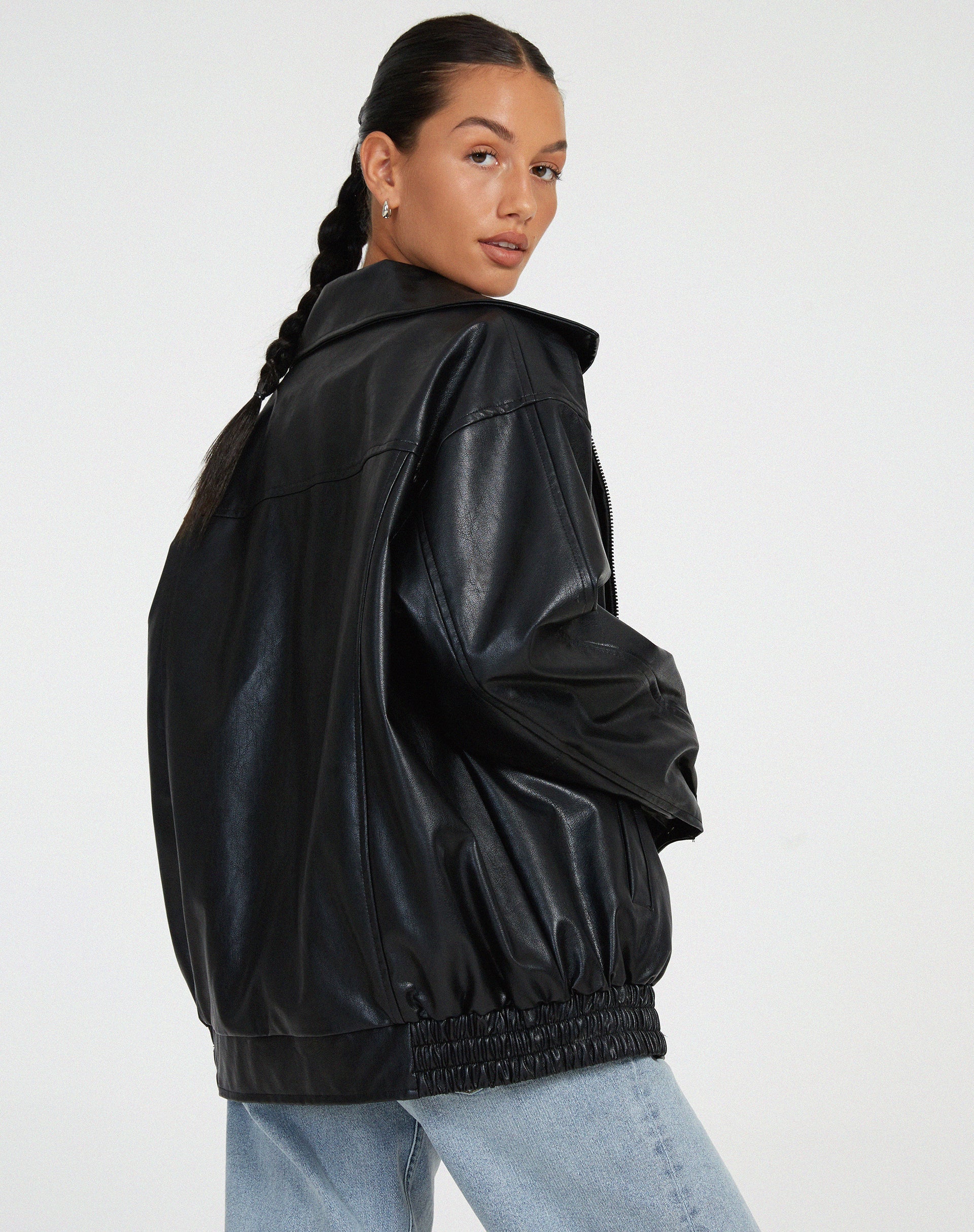Elysia | Loose Faux Leather Jacket for Women – Relaxed Oversized Fit-Women's Jacket-Brown-XS-Camoufit