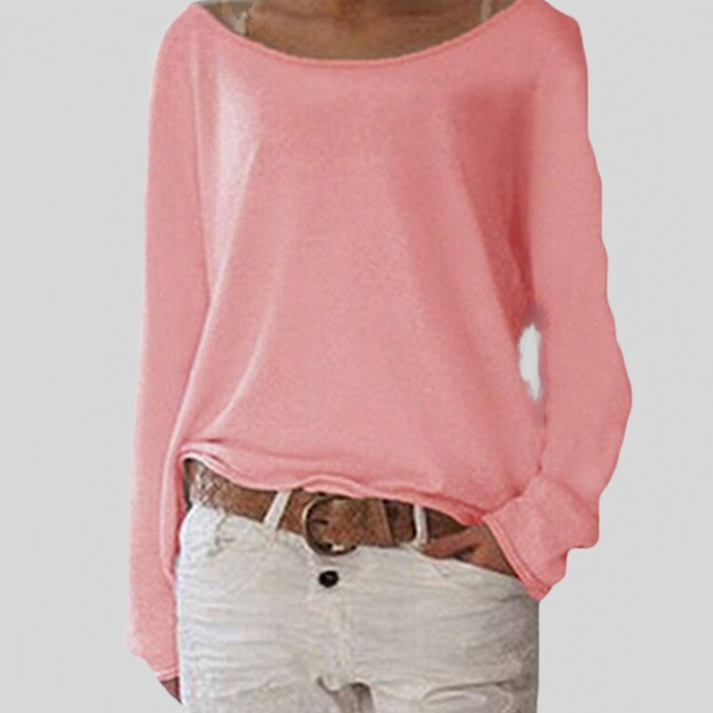 Roséa | Women's Lightweight Pullover Jumper Soft Relaxed Fit Round Neck Cosy Casual Sweater-Women's Long Sleeve Tops-Beige-S-