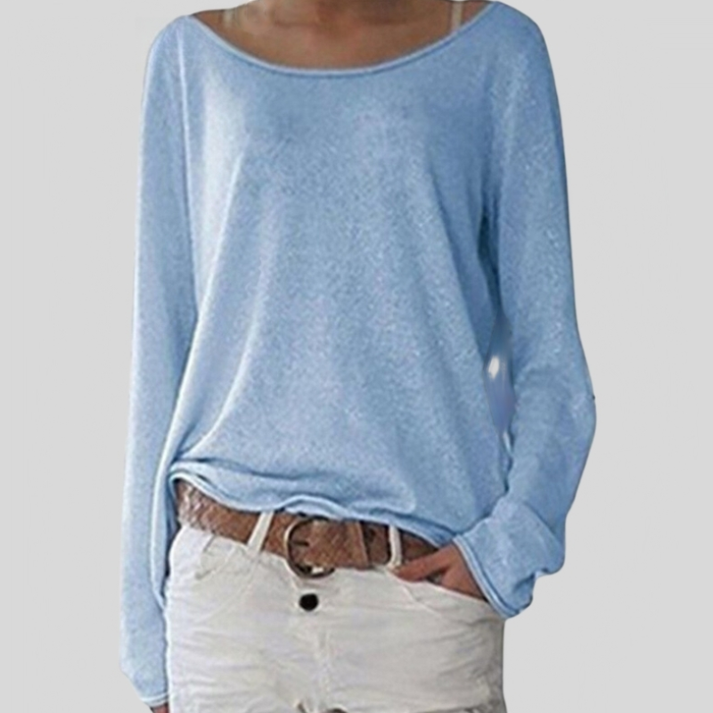 Roséa | Women's Lightweight Pullover Jumper Soft Relaxed Fit Round Neck Cosy Casual Sweater-Women's Long Sleeve Tops-Beige-S-