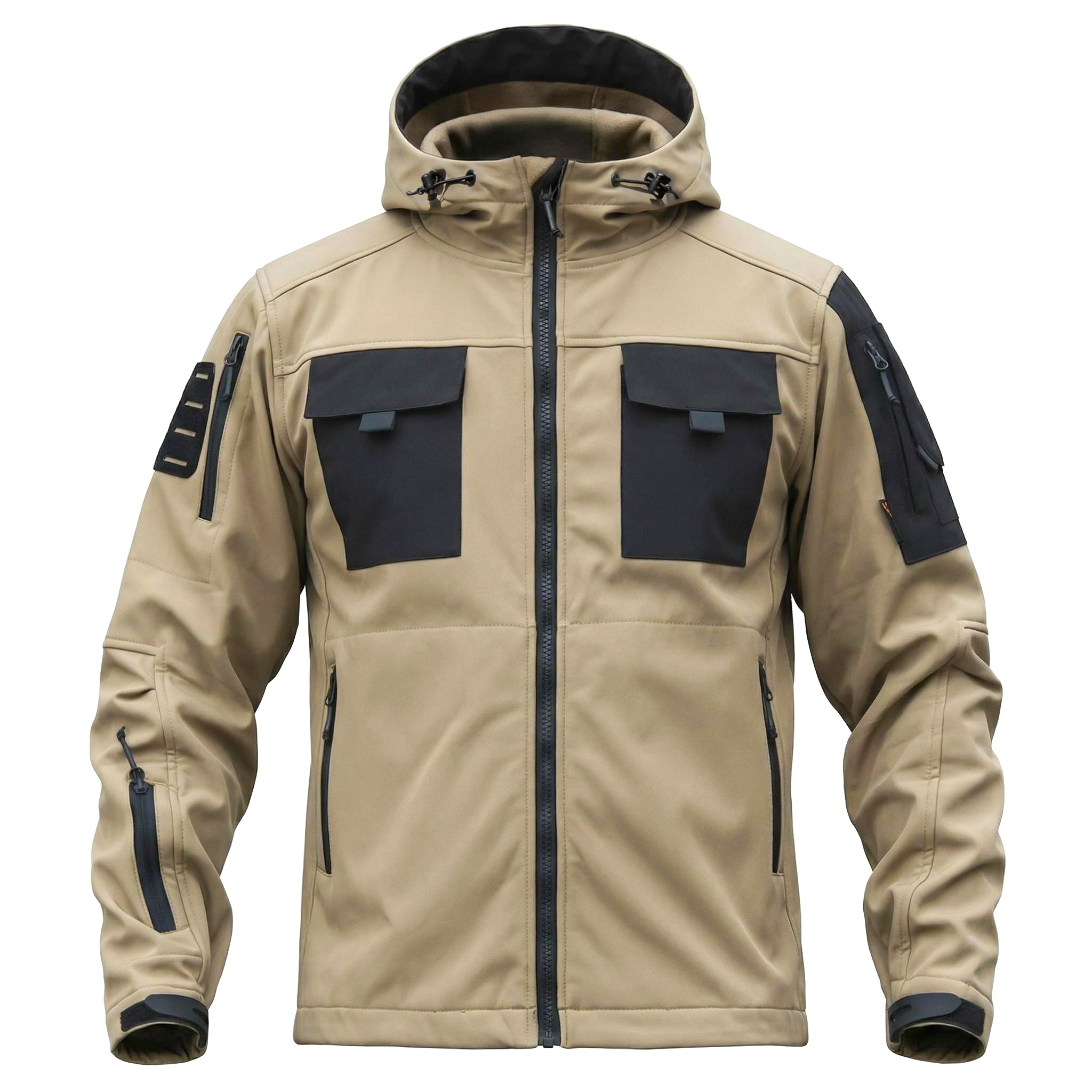 Varon | 5 in 1 Tactical Jacket for Men - Softshell Waterproof All Terrain Slim Regular Fit-Tactical Jackets-Black-S-Camoufit