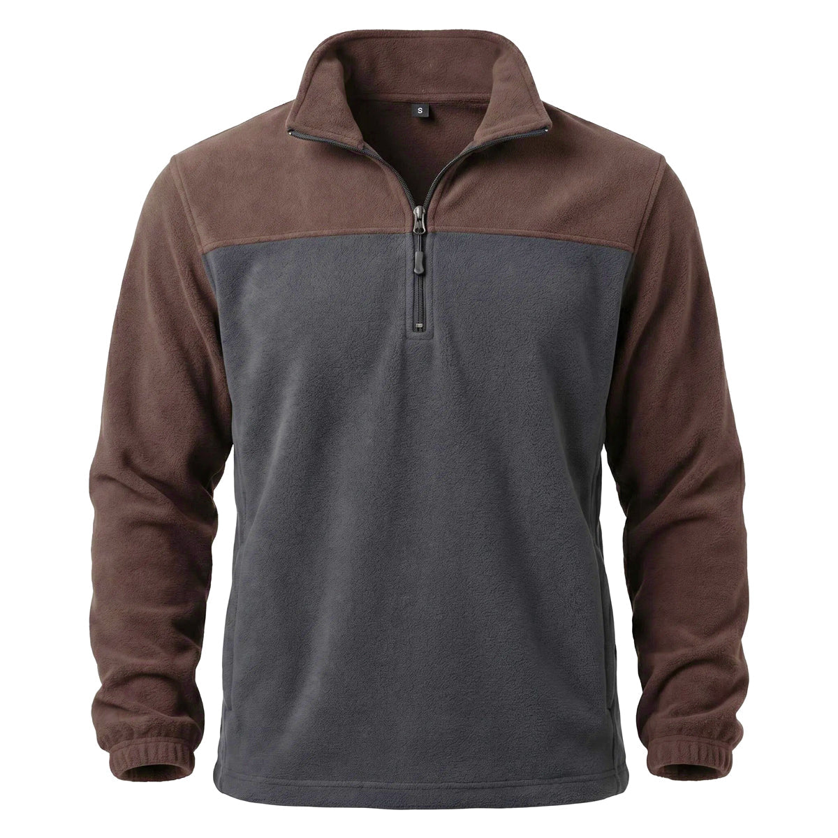Bellaro | Fleece Pullover Jumper for Men - Warm Soft Long Sleeve Ribbed Cuff Slim Fit-Tactical Top-Coffee-S-Camoufit