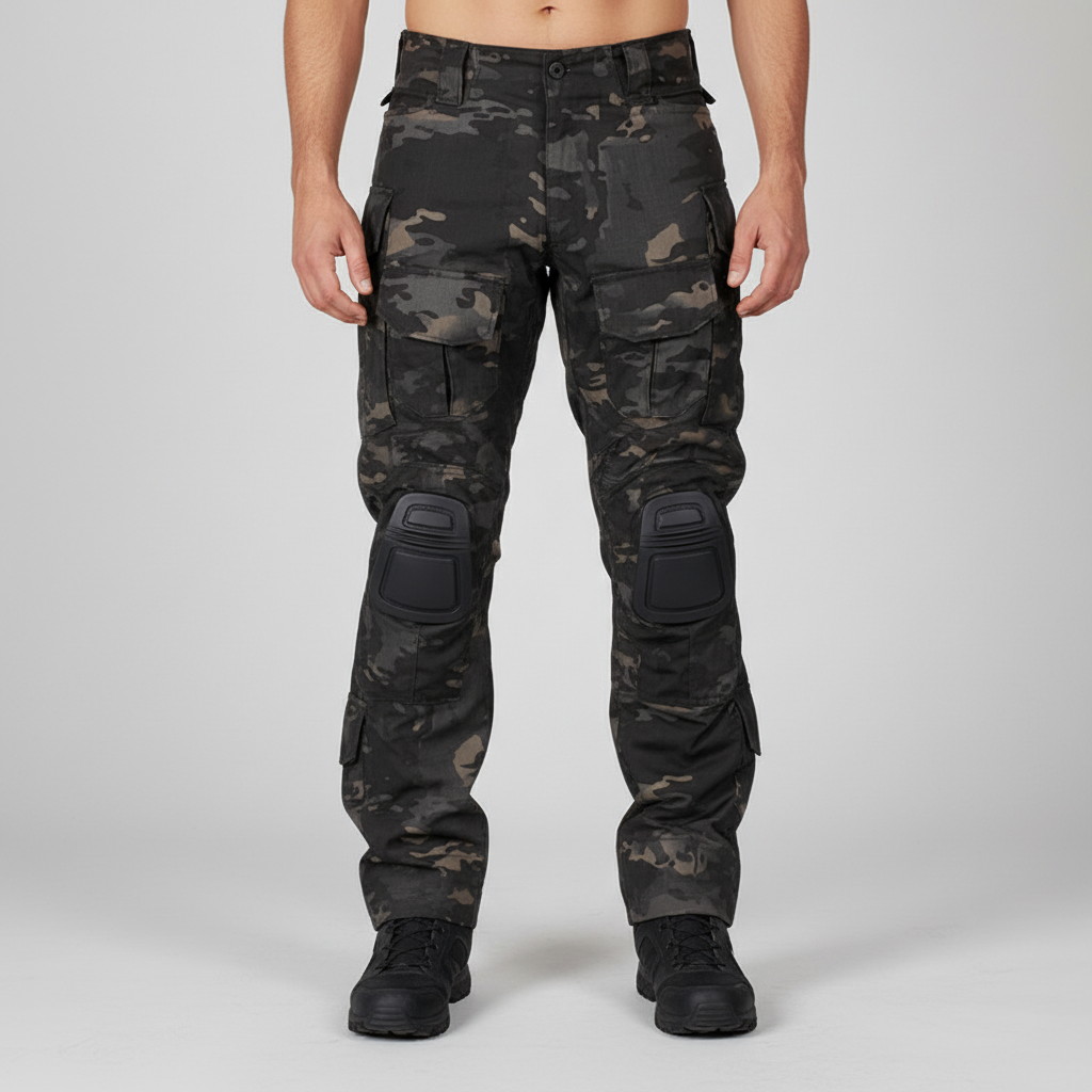 Luis Tactical Cargo Trousers – Multi-Pocket Outdoor Utility Fit-Tactical Cargo Pants-Camouflage Pattern Black-S-Camoufit